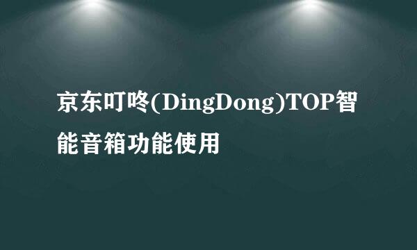 京东叮咚(DingDong)TOP智能音箱功能使用