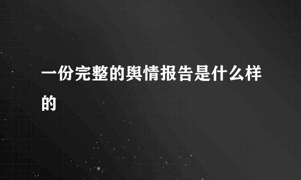 一份完整的舆情报告是什么样的