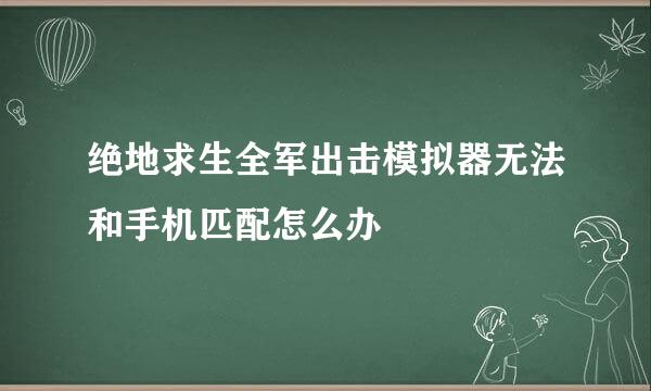 绝地求生全军出击模拟器无法和手机匹配怎么办