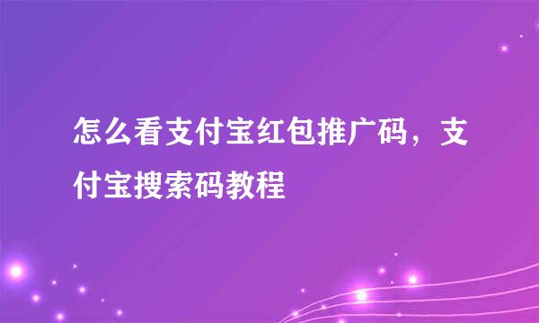 怎么看支付宝红包推广码，支付宝搜索码教程