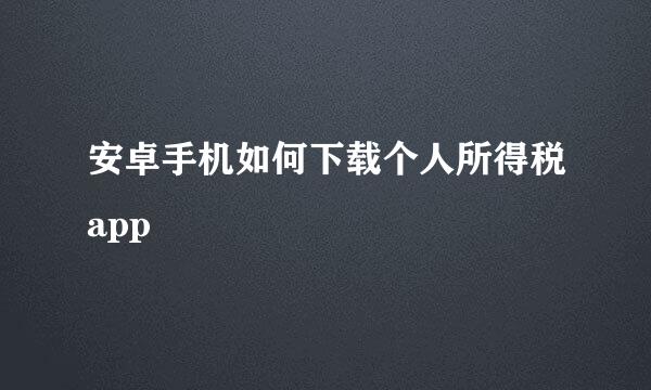 安卓手机如何下载个人所得税app