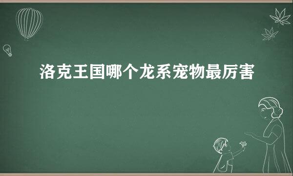 洛克王国哪个龙系宠物最厉害