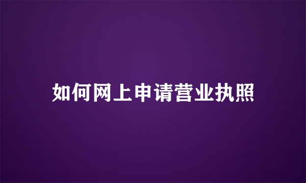 如何网上申请营业执照