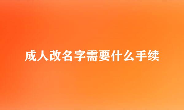 成人改名字需要什么手续