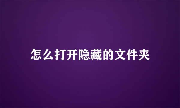 怎么打开隐藏的文件夹