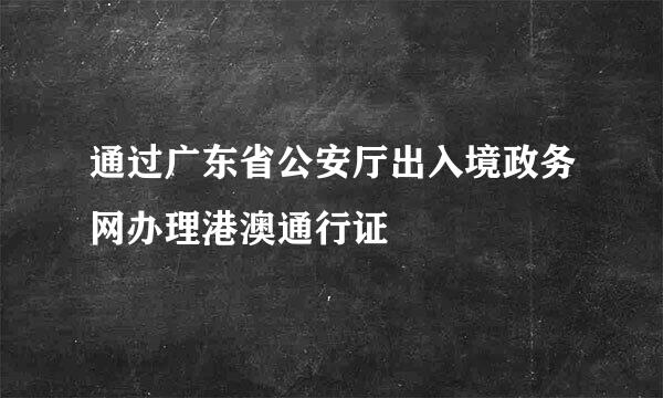 通过广东省公安厅出入境政务网办理港澳通行证