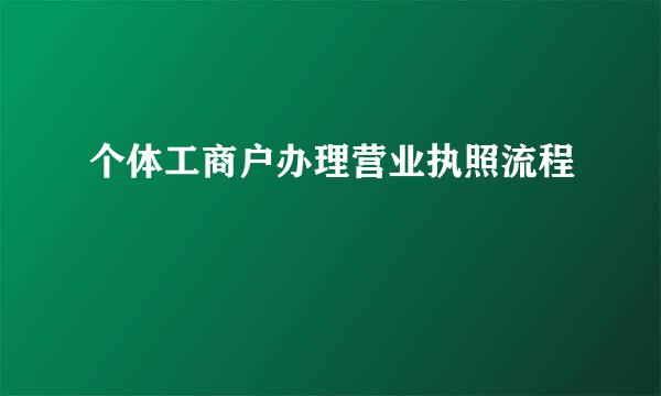 个体工商户办理营业执照流程