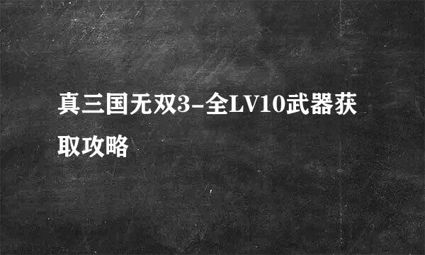 真三国无双3-全LV10武器获取攻略