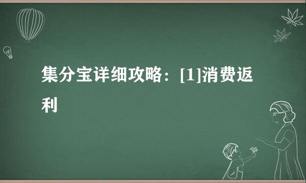 集分宝详细攻略：[1]消费返利