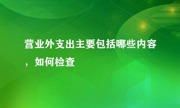 营业外支出主要包括哪些内容，如何检查