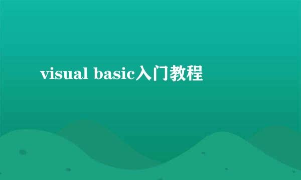 visual basic入门教程