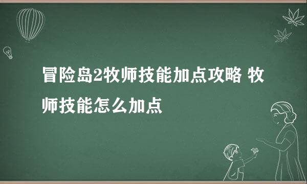 冒险岛2牧师技能加点攻略 牧师技能怎么加点