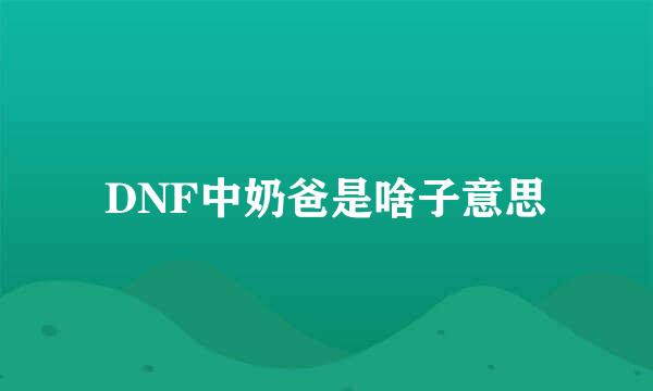 DNF中奶爸是啥子意思