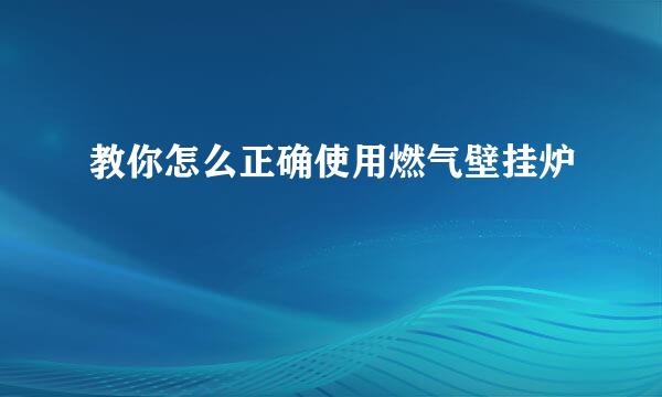 教你怎么正确使用燃气壁挂炉