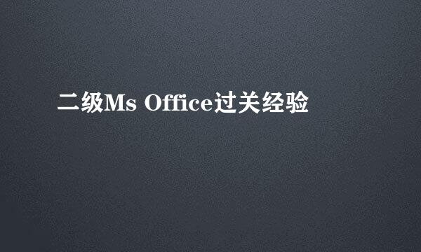 二级Ms Office过关经验