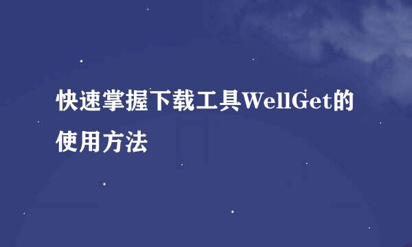 快速掌握下载工具WellGet的使用方法