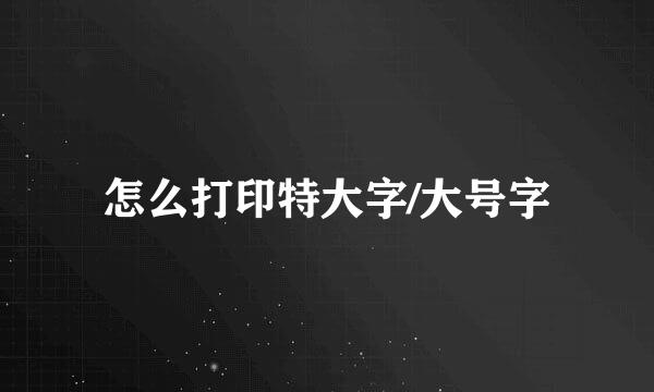 怎么打印特大字/大号字