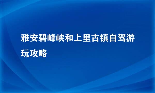 雅安碧峰峡和上里古镇自驾游玩攻略