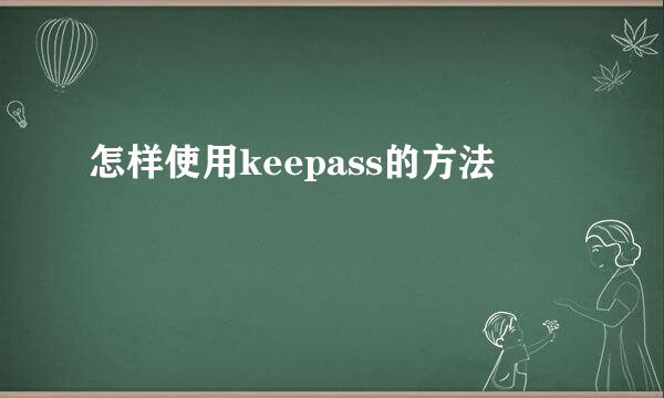 怎样使用keepass的方法