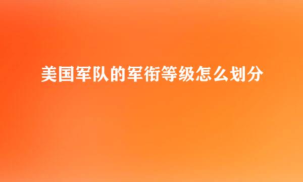 美国军队的军衔等级怎么划分