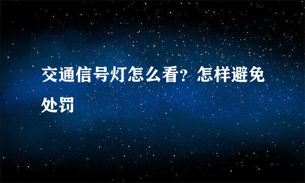 交通信号灯怎么看？怎样避免处罚