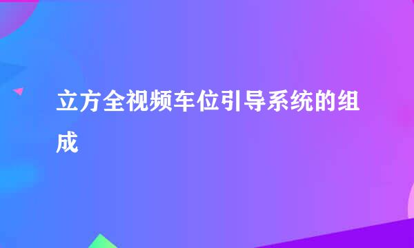 立方全视频车位引导系统的组成