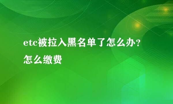 etc被拉入黑名单了怎么办？怎么缴费