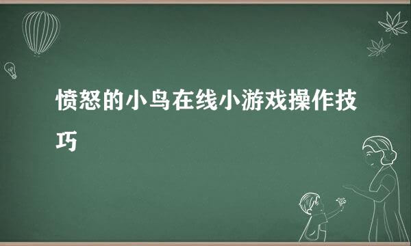 愤怒的小鸟在线小游戏操作技巧