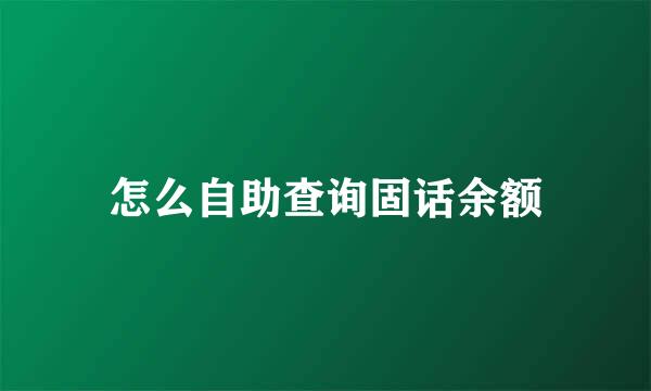 怎么自助查询固话余额