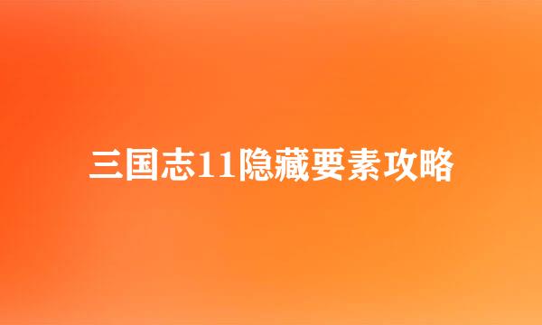 三国志11隐藏要素攻略