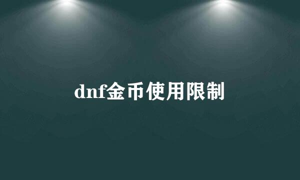 dnf金币使用限制