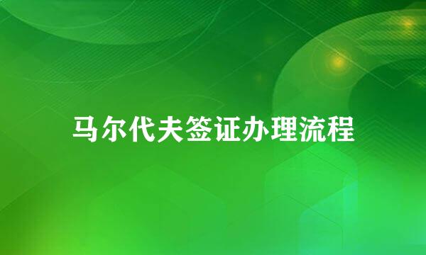 马尔代夫签证办理流程