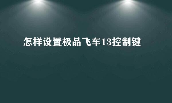 怎样设置极品飞车13控制键