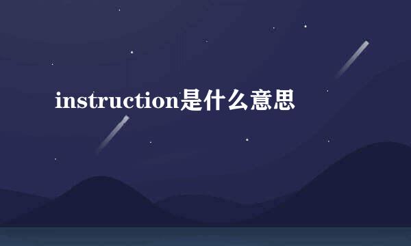 instruction是什么意思