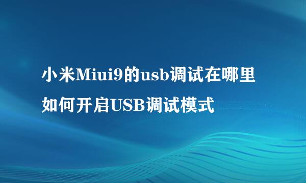 小米Miui9的usb调试在哪里 如何开启USB调试模式