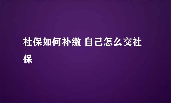 社保如何补缴 自己怎么交社保