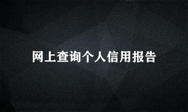 网上查询个人信用报告