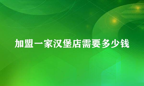 加盟一家汉堡店需要多少钱