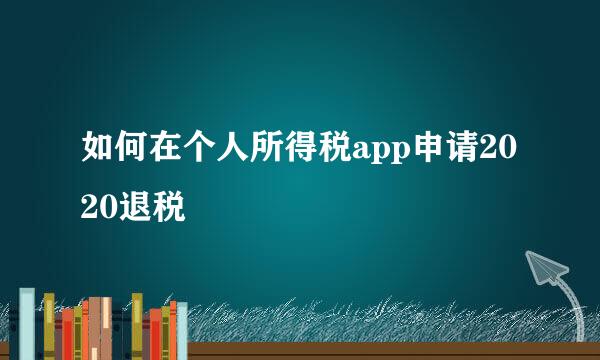 如何在个人所得税app申请2020退税