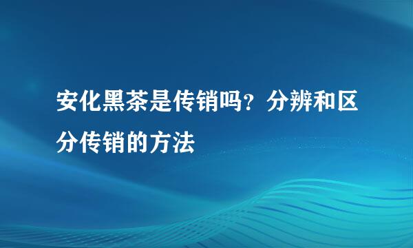 安化黑茶是传销吗？分辨和区分传销的方法