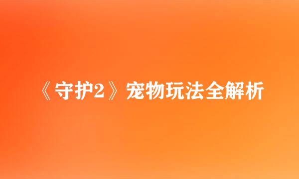 《守护2》宠物玩法全解析