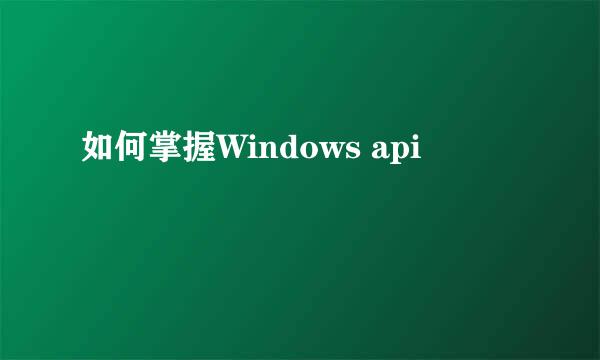 如何掌握Windows api