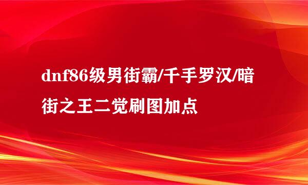 dnf86级男街霸/千手罗汉/暗街之王二觉刷图加点