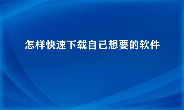 怎样快速下载自己想要的软件