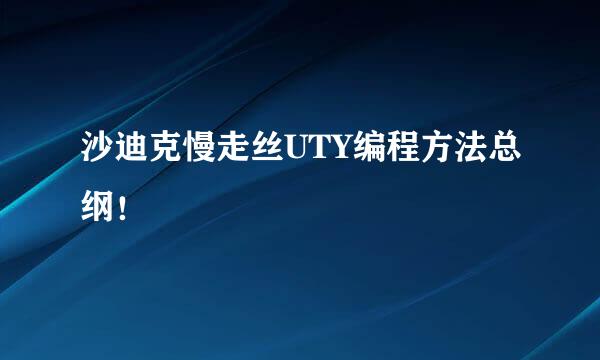 沙迪克慢走丝UTY编程方法总纲！