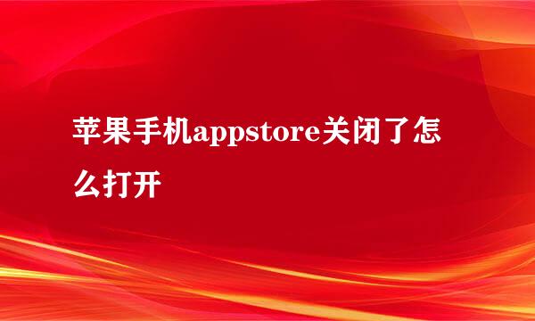 苹果手机appstore关闭了怎么打开