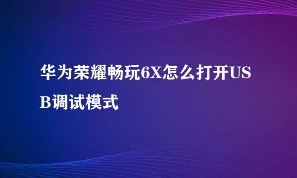 华为荣耀畅玩6X怎么打开USB调试模式