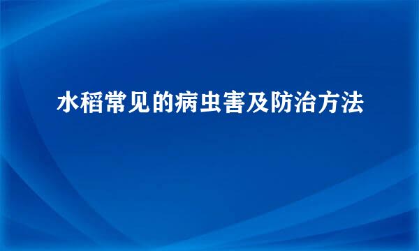 水稻常见的病虫害及防治方法