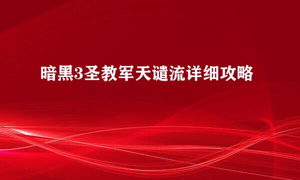 暗黑3圣教军天谴流详细攻略