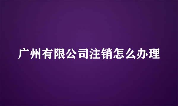 广州有限公司注销怎么办理